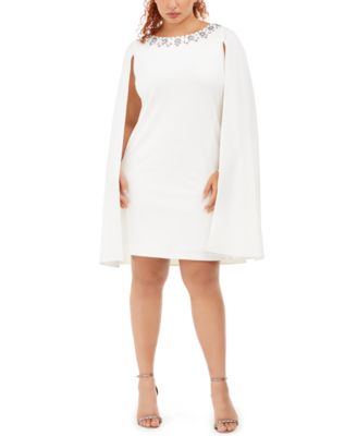 White Cape Dress plus Size